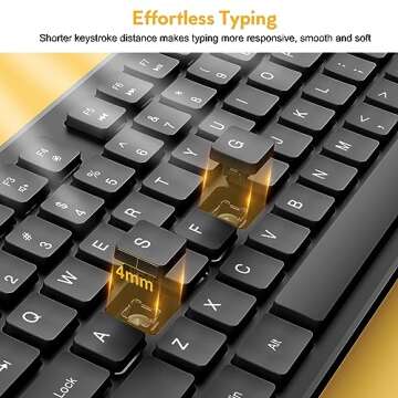 Wireless Keyboard and Mouse, Trueque Silent 2.4GHz Cordless Full Size USB Mouse Combo, Long Battery Life, Lag-Free for Computer, Laptop, PC, Windows, Mac, Chrome OS (Black)