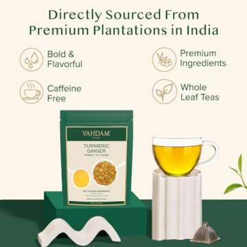 VAHDAM Turmeric Ginger Herbal Tea - Caffeine Free Delight