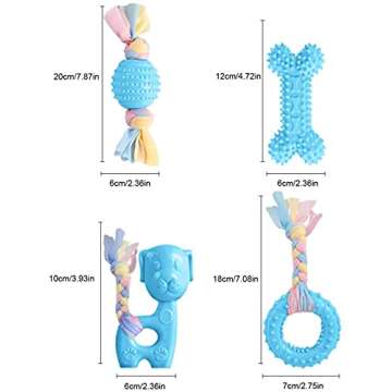 CAMITER Dog Chew Toys, 7pcs Dog Puppies Teething Chewing Toy Set with Ball and Colorful Ropes, Inter...