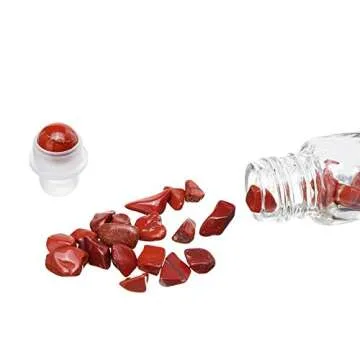 Clear Glass Roller Bottles,10 Pack 10ml 0.33fl oz Gemstone Roller Ball For Essential Oils,Natural Crystal Stones Roller Balls With Silver Lid,Thick Glass Roll on Bottle-Healing Crystal Chips Inside