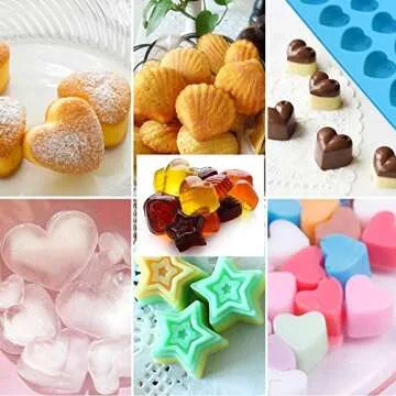 VXDAS 2PCS Heart Ice Cube Trays Silicone Mold, 55 Cavities Flexible Mini Heart Shaped Ice Maker Easy Release Freezer Ice Cream Mold for Chilling Whiskey Cocktail