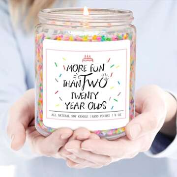 Homsolver 40th Birthday Gifts for Women, Perfect Ideas Birthday Decorations Candle Gift for Mom, Friends, Wife, Sister, Handmade Aromatherapy Candles