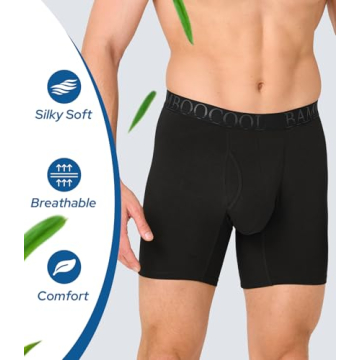 BAMBOO COOL Men's Underwear Breathable Boxer Briefs with Fly Moisture-Wicking Lightweight Underwear(...