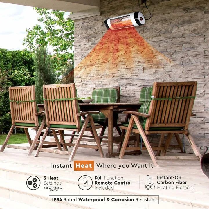 Comfort Zone Wall Mounted Patio Heater for Outdoors