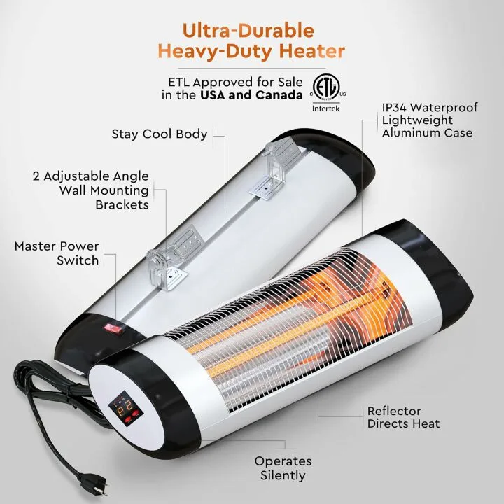 Comfort Zone Wall Mounted Patio Heater for Outdoors