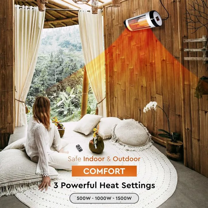 Comfort Zone Wall Mounted Patio Heater for Outdoors
