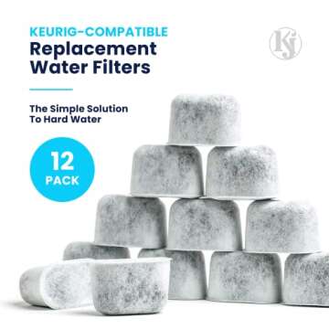 12 Pack Keurig Filter Replacement by K&J - Compatible with Keurig Coffee Machine (2.0 and older)