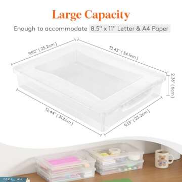 Lifewit 6 Pack Plastic Multi-Purpose Storage Box with Latching Lids, Clear A4 Paper Storage, Classro...