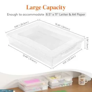 Lifewit 6 Pack Plastic Multi-Purpose Storage Box with Latching Lids, Clear A4 Paper Storage, Classro...