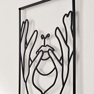 DeaTee 3 Packs Metal Wall Decor, 0.12''Thicker Minimalist Wall Decor Art, Black Metal Wall Art, Modern Abstract Female Single Line Wall Sculptures for Bedroom and Living Room (18.0 x 12.0‘’