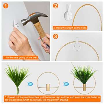 EVNNO 2 Park Gold Plant Wall Decor Decoration Holder For Display Dried Fake Flowers can be Used for ...