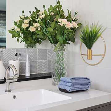 EVNNO 2 Park Gold Plant Wall Decor Decoration Holder For Display Dried Fake Flowers can be Used for Family Gatherings,Gifts and Party Activities.