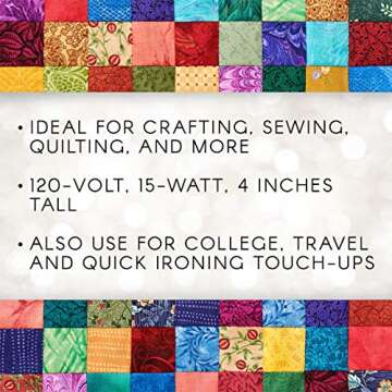 Darice Mini Crafting Electric Iron (1pc), White – Ideal for Crafting, Sewing, Quilting and More – Compact and Portable –Great for Travel, College and Touch-Ups – 120-Volt, 15-Watt, 4” High