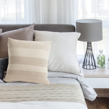 Giftcraft Textured Decorative Throw Pillow - 18x18 Beige Stripe