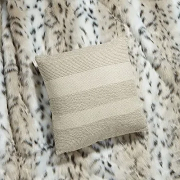 Giftcraft Textured Decorative Throw Pillow - 18x18 Beige Stripe