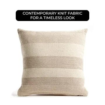 Giftcraft Textured Decorative Throw Pillow - 18x18 Beige Stripe