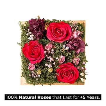 Flora Decor Box | Handmade Preserved Red Real Rose, Eternal Flowers Rose Gifts for Women, Mom, Wife ...