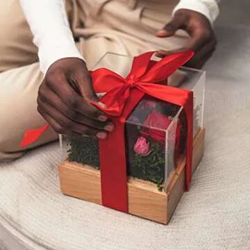 Flora Decor Box | Handmade Preserved Red Real Rose, Eternal Flowers Rose Gifts for Women, Mom, Wife and Girlfriend on Christmas, Valentines Day, Mothers Day, Anniversary, Birthday Gifts for Her
