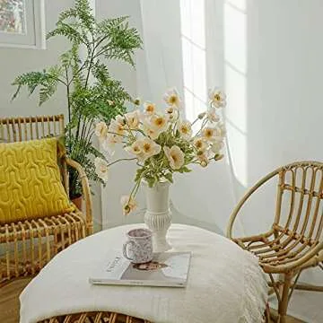 Kamang Artificial Poppy Silk Flowers (3 Stems) for Home Decor, Wedding Bouquet. Faux Poppy Flower Centerpiece. Artificial Coral Flower Arrangement. Silk Flowers (Apricot Coral)