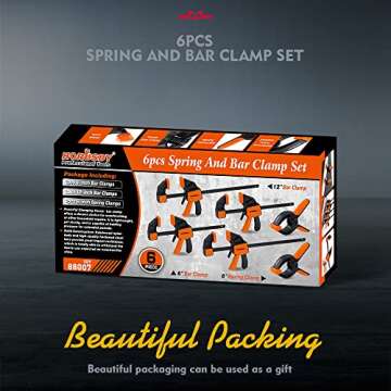 HORUSDY 6-Pack Wood Clamps for Woodworking, 12" and 6" Bar Clamps, Wood Working Clamps Sets, Quick Clamps F Clamp with 150 LBS Load Limit (6-Pack Wood Clamps)