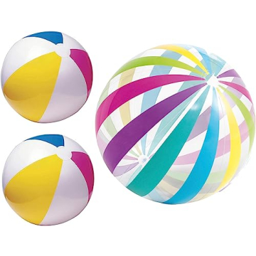 Exciting LINE42 Big Beach Ball Set for Pool & Beach Fun - 3 Durable Balls