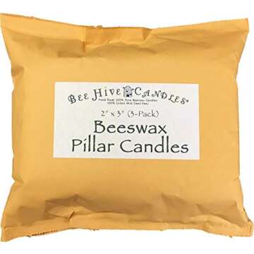 Bee Hive Candles 100% Pure Beeswax Pillar Candle (2" x 3" (3-Pack))