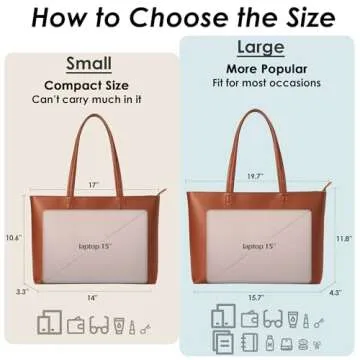 KALIDI Tote Bag Zipper Shoulder Bag Faux Leather Purses Satchel for Women Large Casual Handbag Work Dating College, Brown