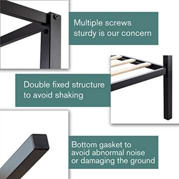 IMUsee Black Metal Canopy Platform Bed Frame/Mattress Foundation with Wood Slats Support/No Box Spring Needed/Easy Assembly, Full