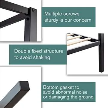 IMUsee Black Metal Canopy Platform Bed Frame/Mattress Foundation with Wood Slats Support/No Box Spring Needed/Easy Assembly, Full