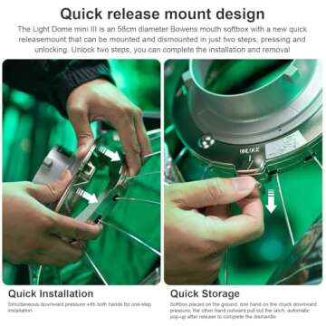 Aputure Light Dome Mini III Softbox,Bowens Mount Octagonal Softbox Quick-Setup Soft Light Modifier for Video Light Aputure Amaran 200/100/300c/150c/60d s/60x s