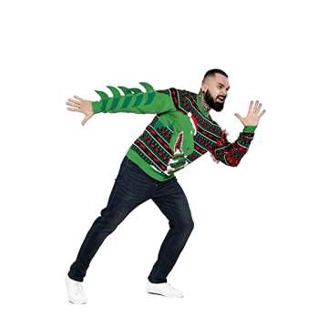 Men`s Ugly Christmas Sweater Unisex Women`s Funny Novelty Santa Pullover for Party Tree-rex Wrecker M