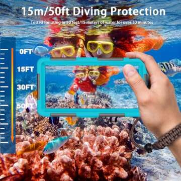 Latest Upgrade Universal Waterproof Phone Case for Snorkeling and Diving [50ft/15m] Underwater Phone...