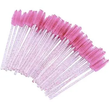 GCQQ 50PCS Crystal Pink Mascara Wands for Beautiful Lashes