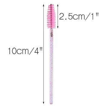 GCQQ 50PCS Mascara Wands,Crystal Pink Mascara Brushes, Disposable Eyelash Eyebrow Spoolies, Lash Brush for Makeup Eyelash Extensions, Eyebrow Spoolie for Lash Extension(Pink)
