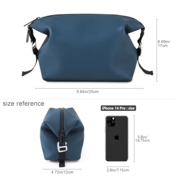 CONTAIL 6.5" 3L Silicone Toiletry Bag with 3 Mesh Pocket,Water-resistant Mens Dopp Kit,Foldable Shaving Bag for Toiletries Accessories,Navy Blue