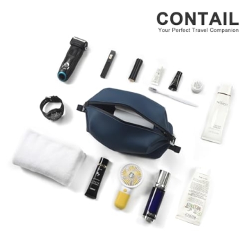 CONTAIL 6.5" 3L Silicone Toiletry Bag with 3 Mesh Pocket,Water-resistant Mens Dopp Kit,Foldable Shaving Bag for Toiletries Accessories,Navy Blue