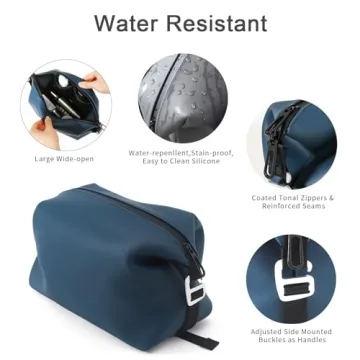 CONTAIL 6.5" 3L Silicone Toiletry Bag with 3 Mesh Pocket,Water-resistant Mens Dopp Kit,Foldable Shaving Bag for Toiletries Accessories,Navy Blue