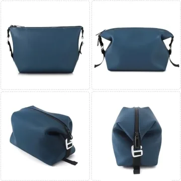 CONTAIL 6.5" 3L Silicone Toiletry Bag with 3 Mesh Pocket,Water-resistant Mens Dopp Kit,Foldable Shaving Bag for Toiletries Accessories,Navy Blue