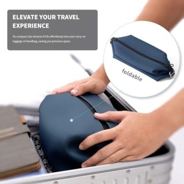 CONTAIL 6.5" 3L Silicone Toiletry Bag with 3 Mesh Pocket,Water-resistant Mens Dopp Kit,Foldable Shaving Bag for Toiletries Accessories,Navy Blue