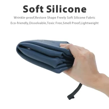 CONTAIL 6.5" 3L Silicone Toiletry Bag with 3 Mesh Pocket,Water-resistant Mens Dopp Kit,Foldable Shaving Bag for Toiletries Accessories,Navy Blue