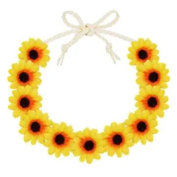 Xplanet 4 Pieces Hippie Costume Set, 60s 70s Hippie Party Accessories for Women Men, Includes Rainbow Peace Sign Necklace,Flower Crown Headband, Peace Sign Earrings and Hippie Sunglasses