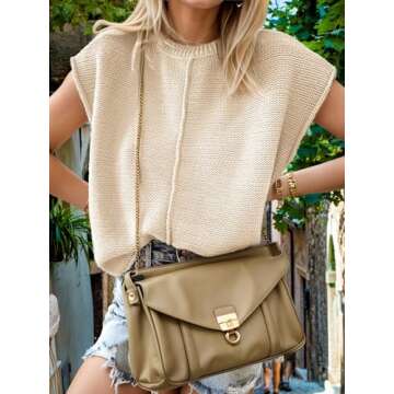 Seiciviy Womens Cap Sleeve Tops 2025 Trendy Tank Top Loose Knit Sweater Vests Cute Shirts Outfits Sp...