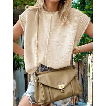 Seiciviy Womens Cap Sleeve Tops 2025 Trendy Tank Top Loose Knit Sweater Vests Cute Shirts Outfits Sp...