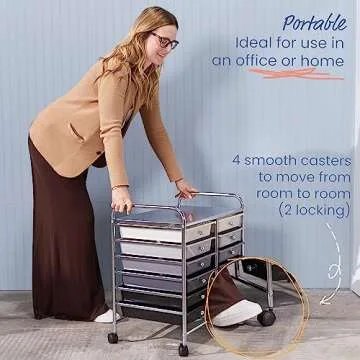 ECR4Kids 12-Drawer Mobile Organizer - Stylish Storage Cart