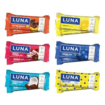 LUNA Bar Variety Pack - Gluten-Free Protein Snacks - 12 Count