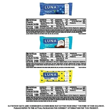 LUNA Bar Variety Pack - Gluten-Free Protein Snacks - 12 Count