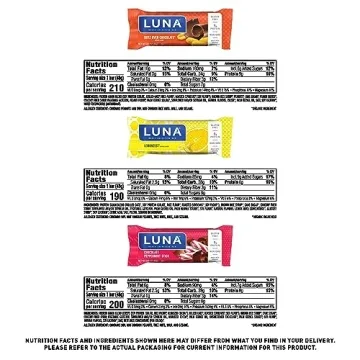 LUNA Bar Variety Pack - Gluten-Free Protein Snacks - 12 Count