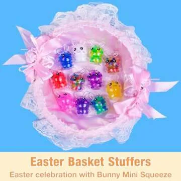 Exun 12 Pcs Easter Bunny Mini Squeeze Balls for Kids