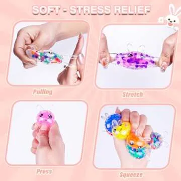 Exun 12 Pcs Easter Bunny Mini Squeeze Balls for Kids