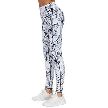 THE GYM PEOPLE Thick High Waist Yoga Pants with Pockets, Tummy Control Workout Running Yoga Leggings for Women (Medium, Marble)